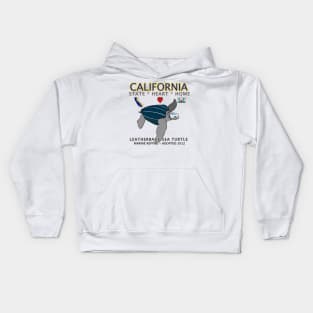 California - Leatherback Sea Turtle - State, Heart, Home Kids Hoodie